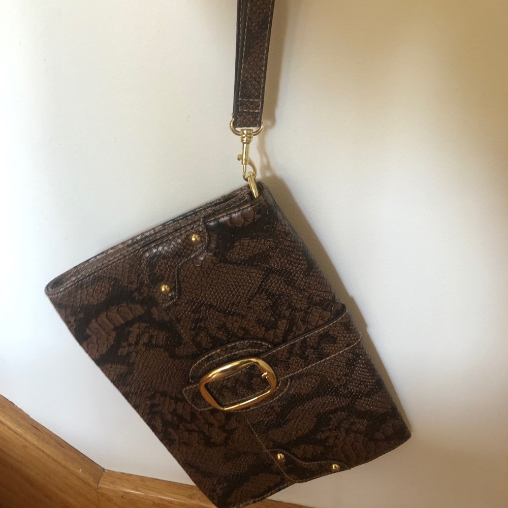 Faux Snakeskin Clutch
